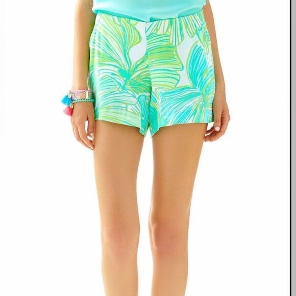 Lilly Pulitzer Jeannie Shorts Green Fronds Place Casual Tropical Women’s Sz 2 - Picture 3 of 11